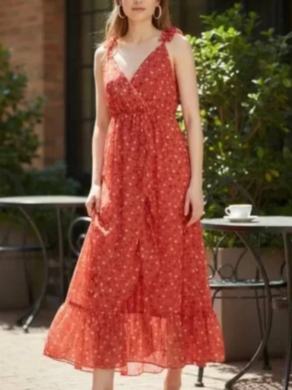 Madewell Red Floral Tie-Waist Maxi Dress - Picture 3 of 15